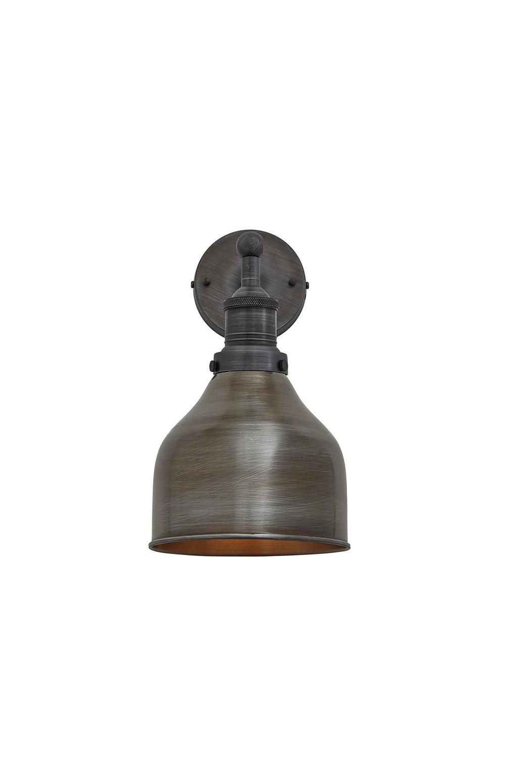 Brooklyn Cone Wall Light, 7 Inch, Pewter, Pewter Holder